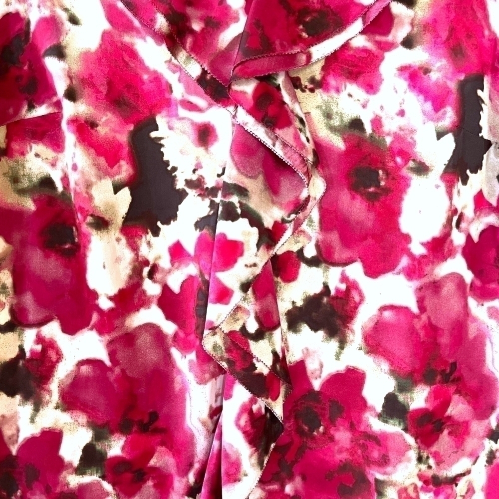 JONES NEW YORK Raspberry Print & Ruffle Sleeveless Blouse Size 10 - Picture 3 of 4
